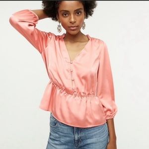 NWT JCREW V-neck button-detail peplum top.